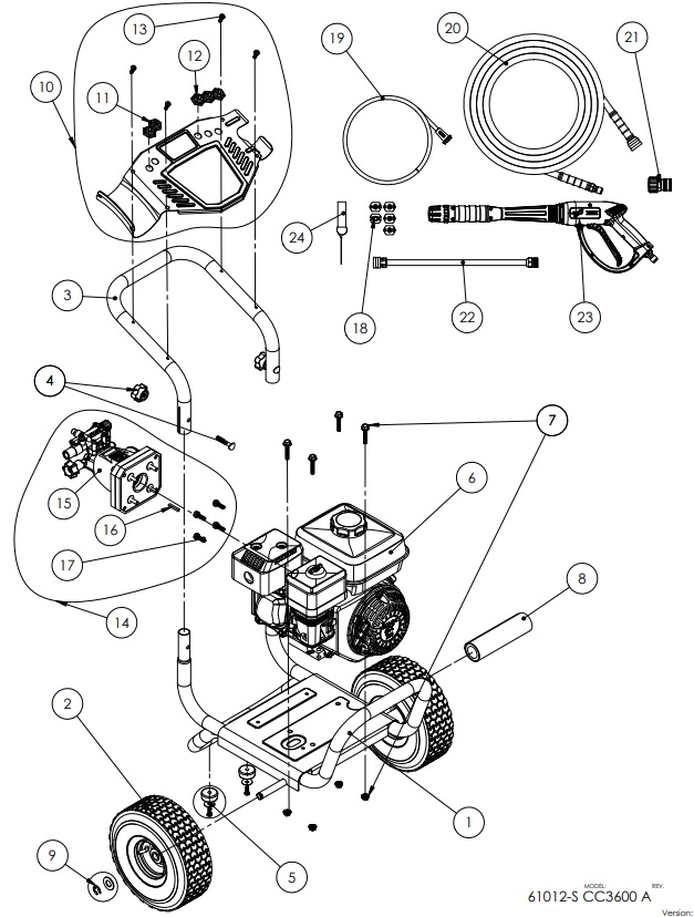 Cub Cadet Power washer 61012 replacement parts